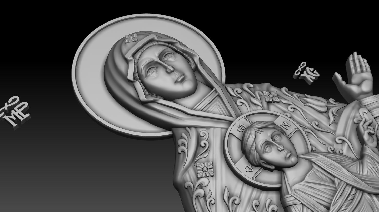Mother of god with child 3D model_14