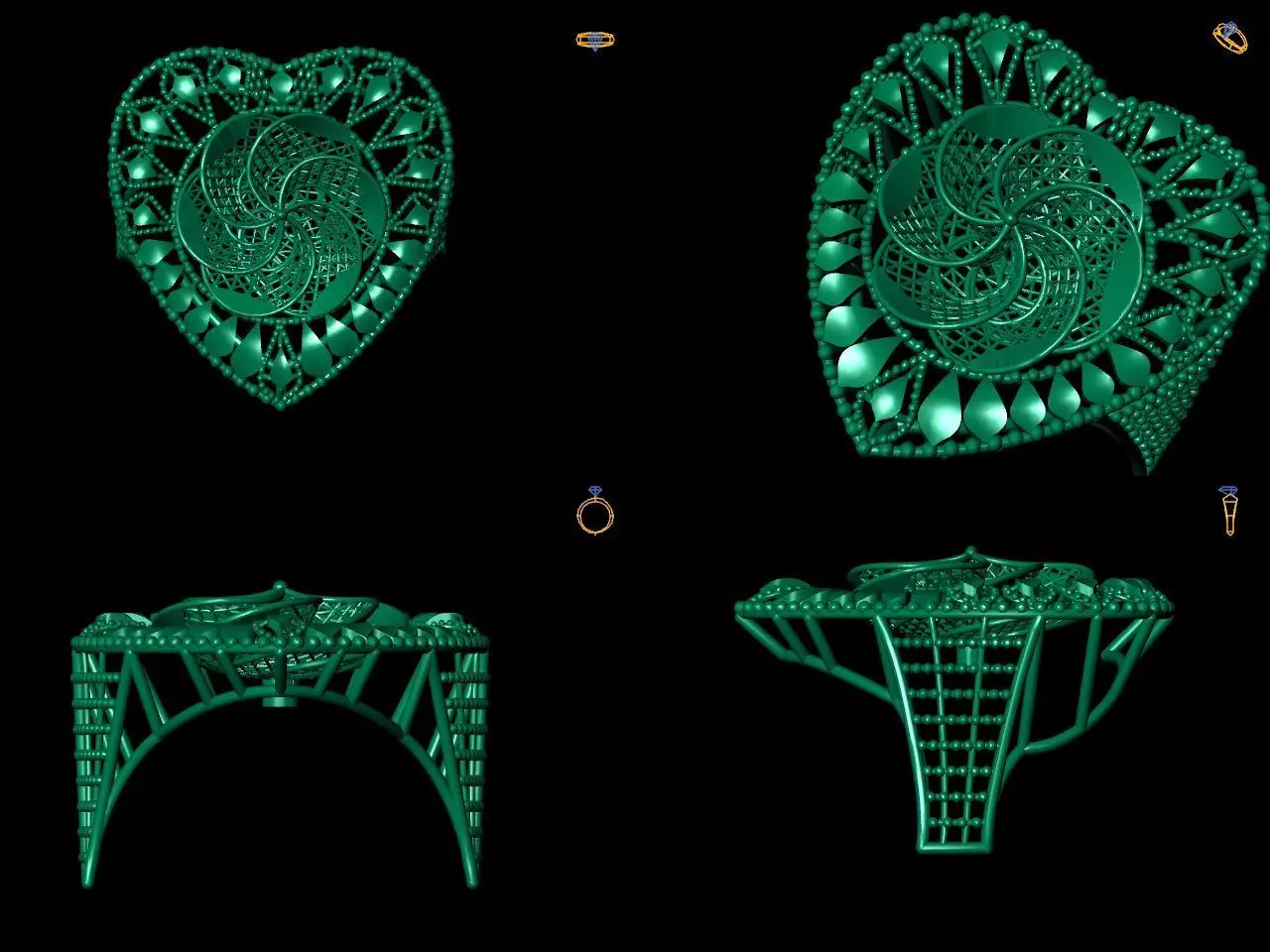 Ring 9 heart 3D print model_0