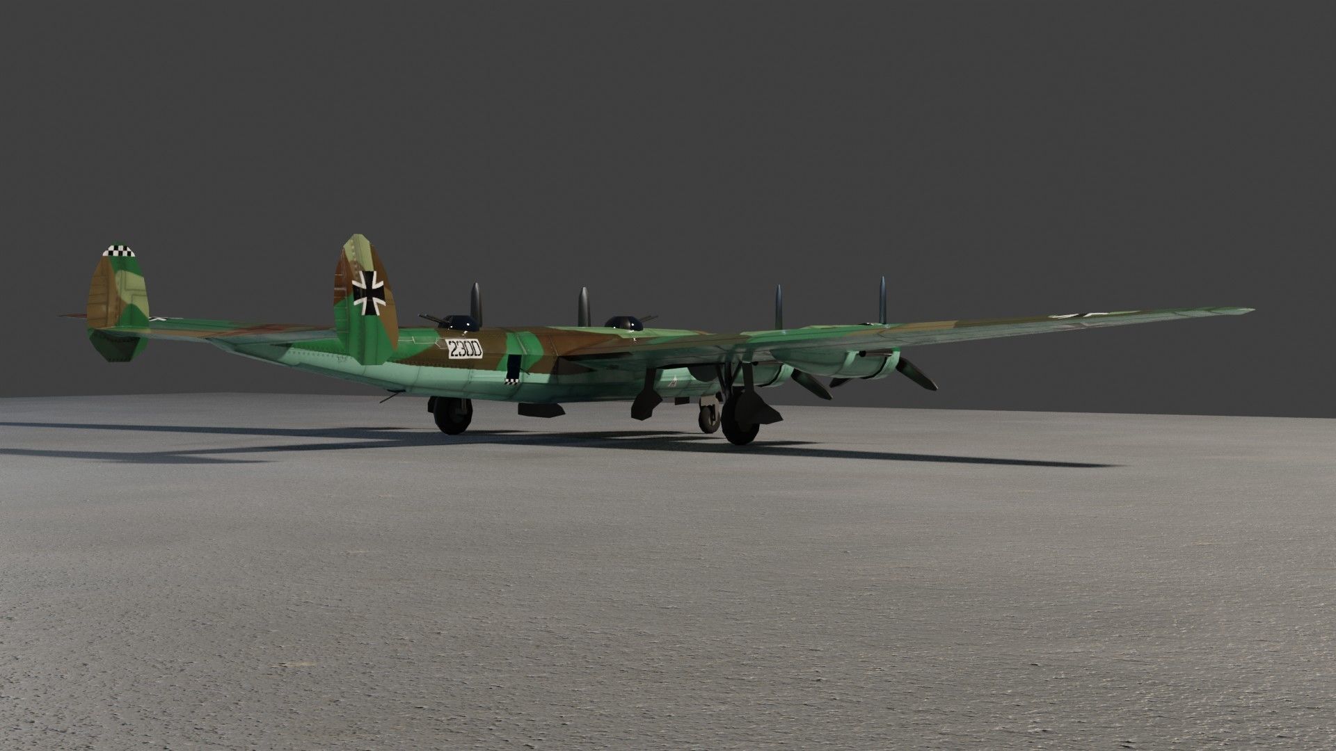 Messerschmitt ME-264 Amerika Bomber WW2 bomber Low-poly 3D model_9