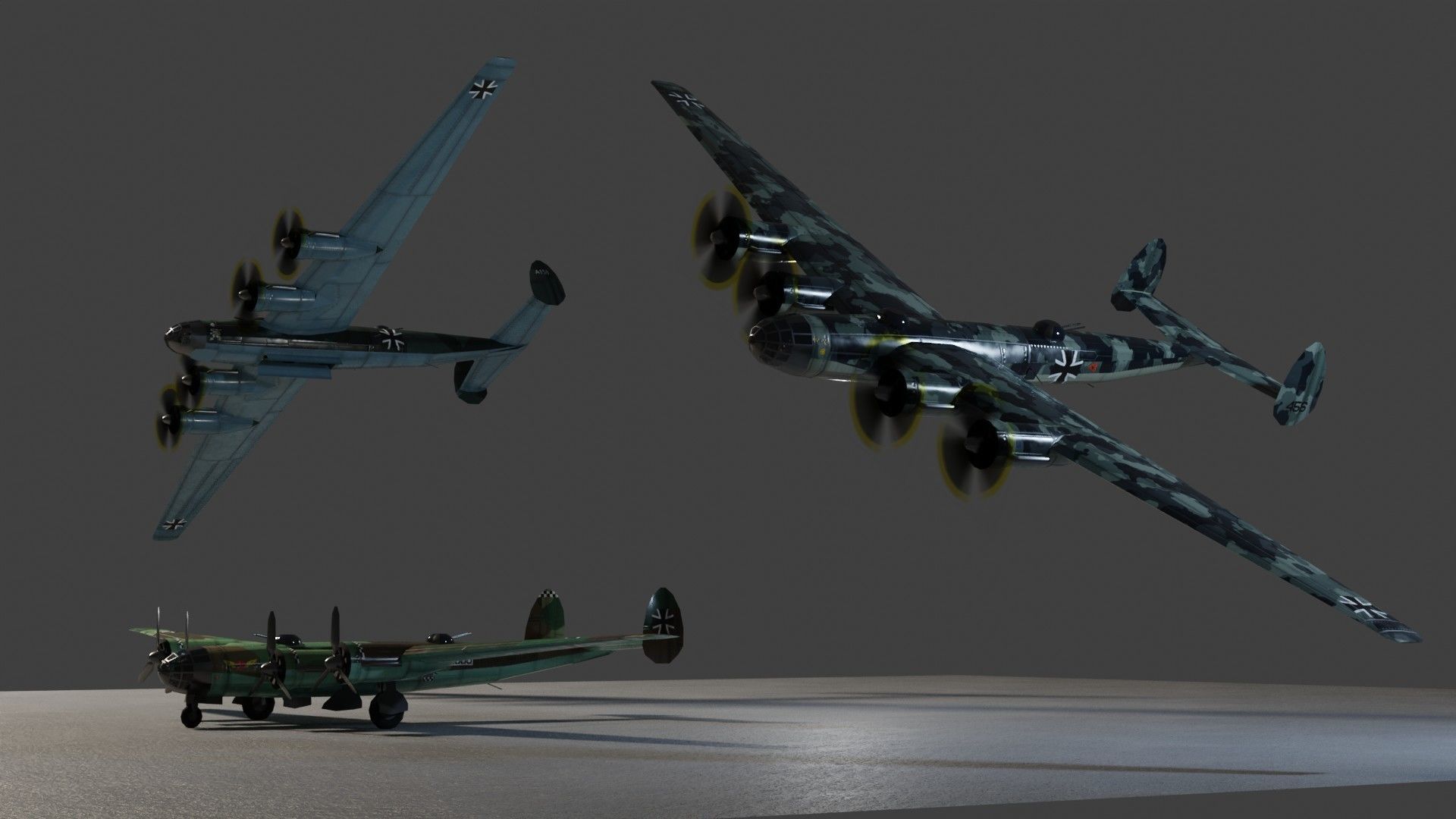 Messerschmitt ME-264 Amerika Bomber WW2 bomber Low-poly 3D model_3