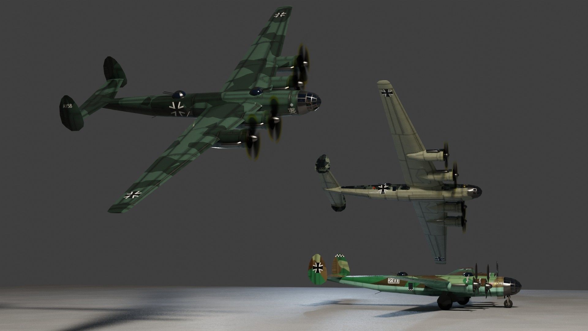 Messerschmitt ME-264 Amerika Bomber WW2 bomber Low-poly 3D model_4