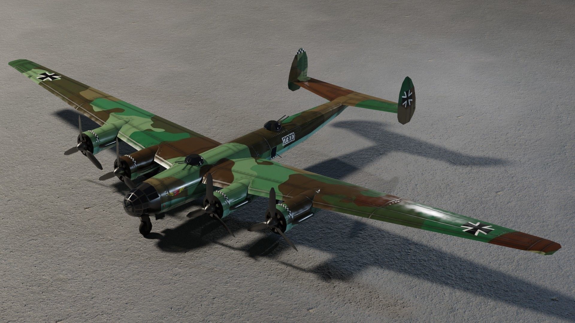 Messerschmitt ME-264 Amerika Bomber WW2 bomber Low-poly 3D model_7