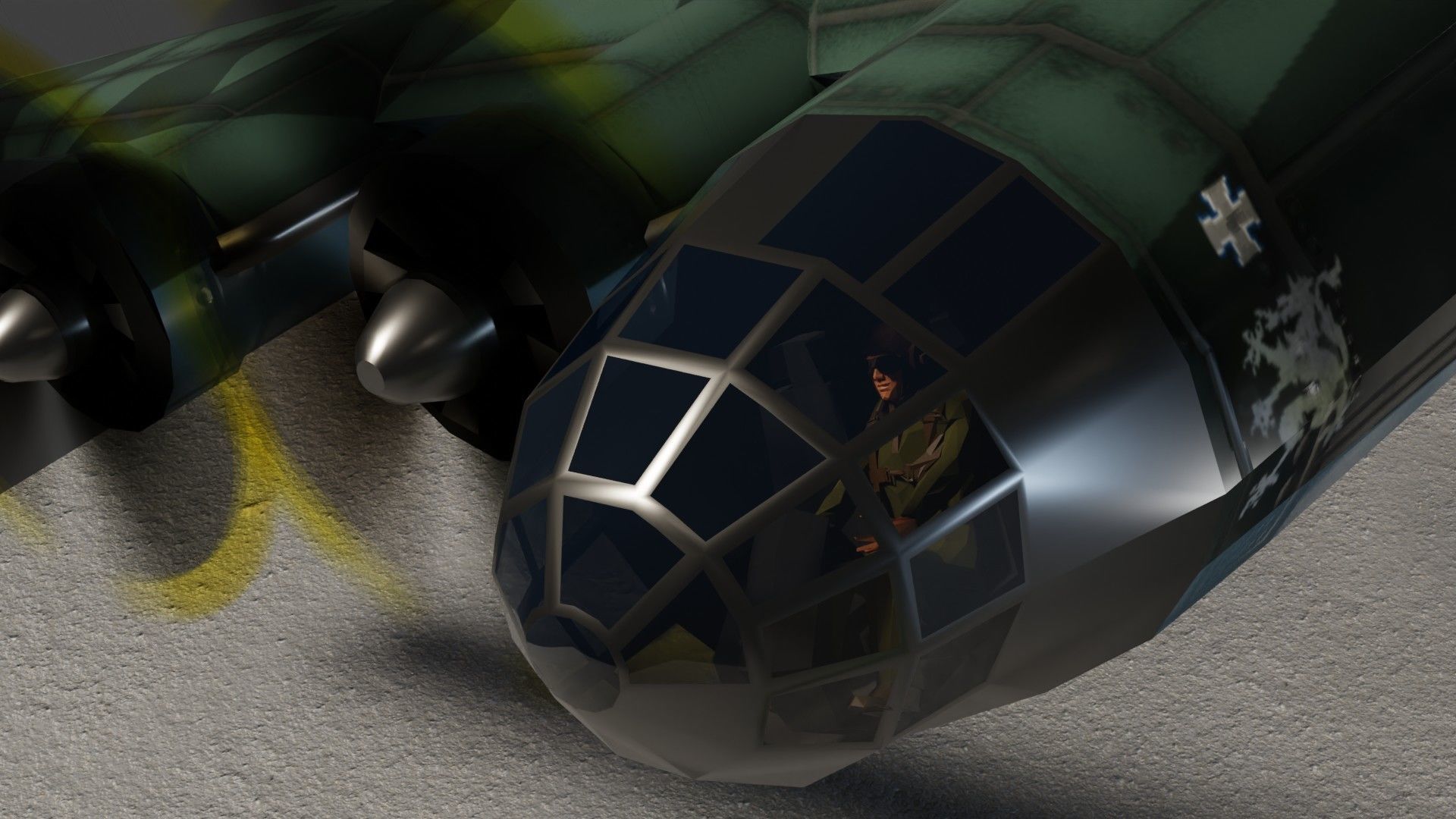 Messerschmitt ME-264 Amerika Bomber WW2 bomber Low-poly 3D model_15