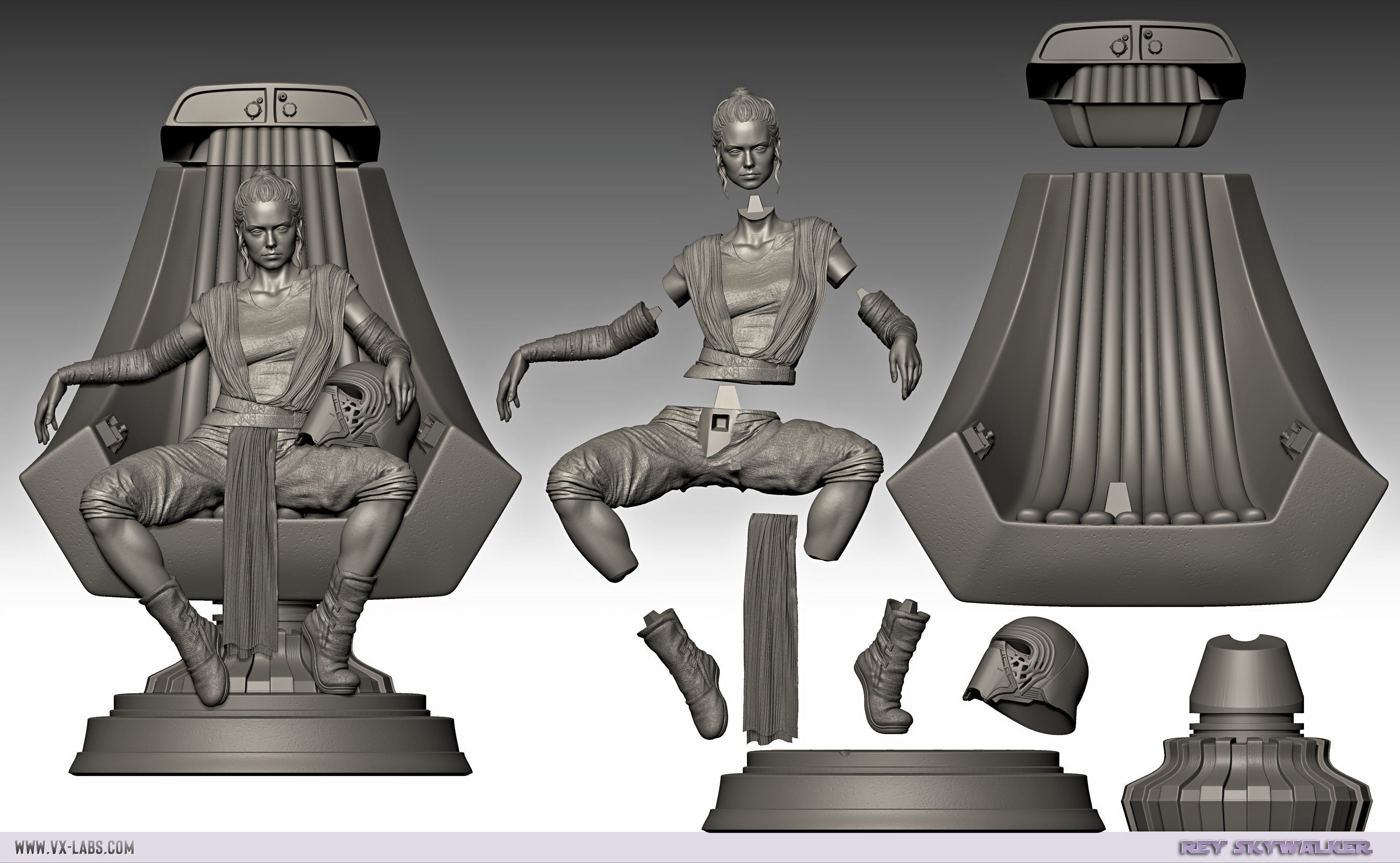 Rey Skywalker - 3 Versions Including Adult 3D print model_5