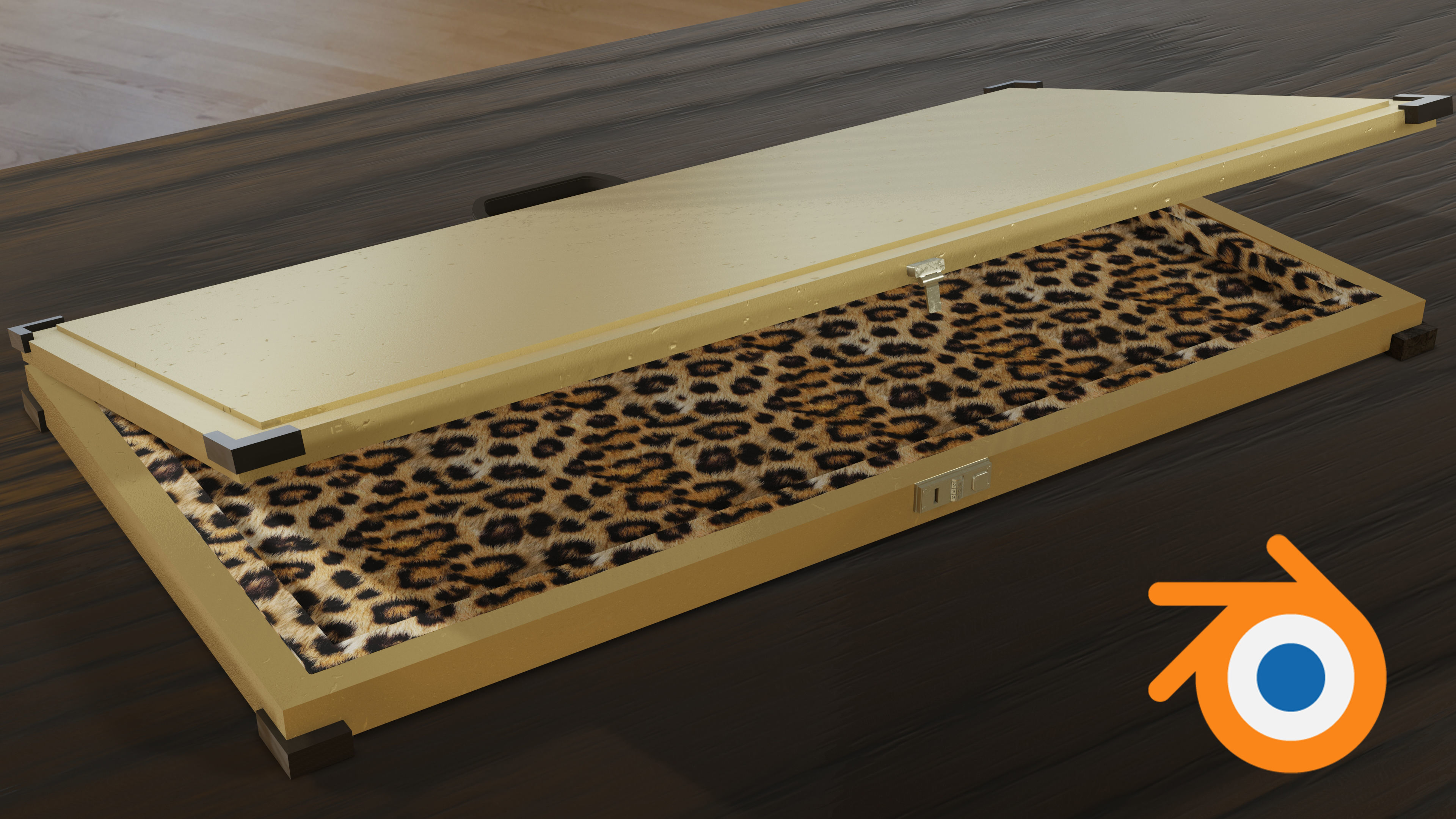 Military Weapon Case Golden Low-poly 3D model_5