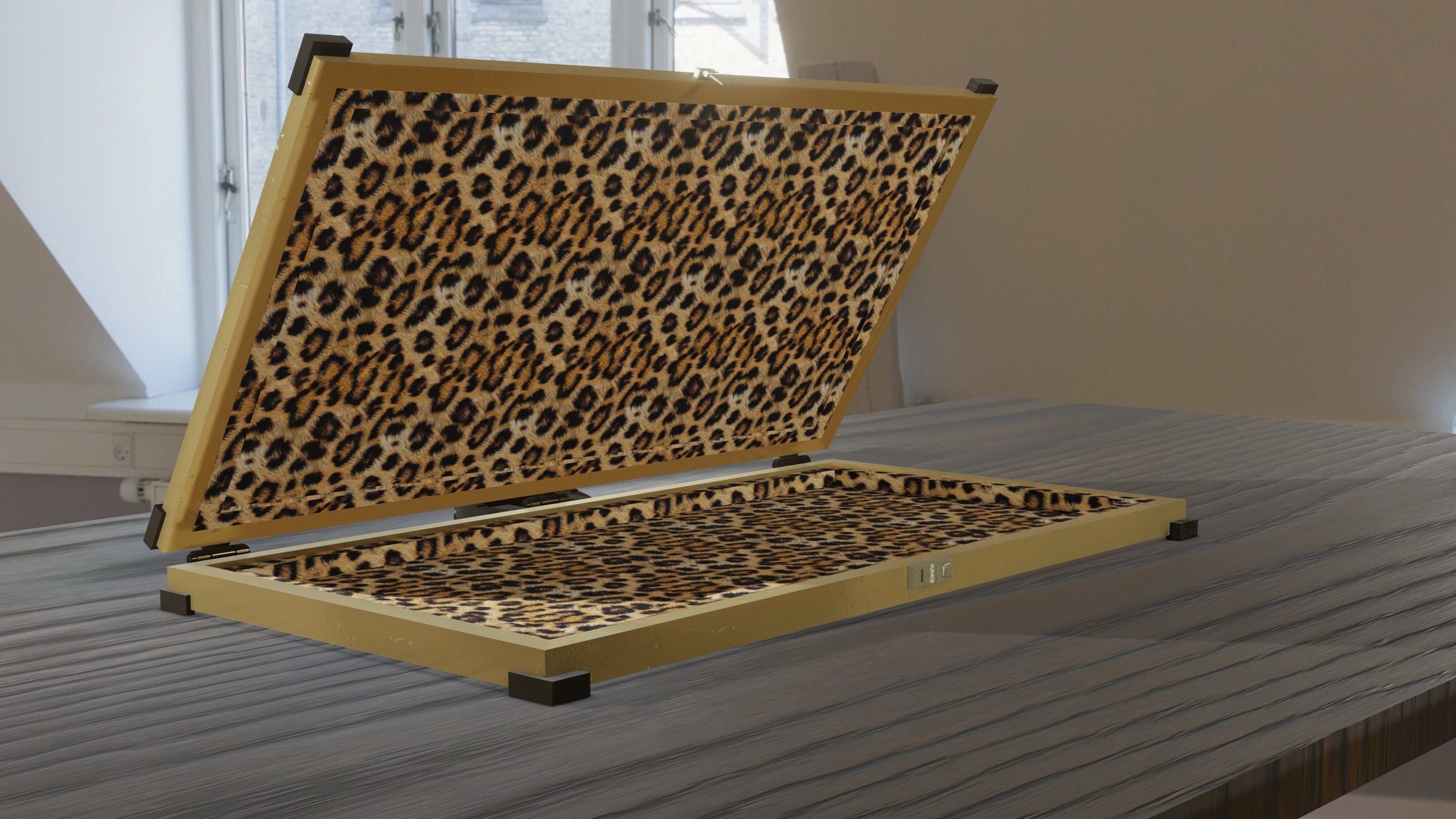 Military Weapon Case Golden Low-poly 3D model_9