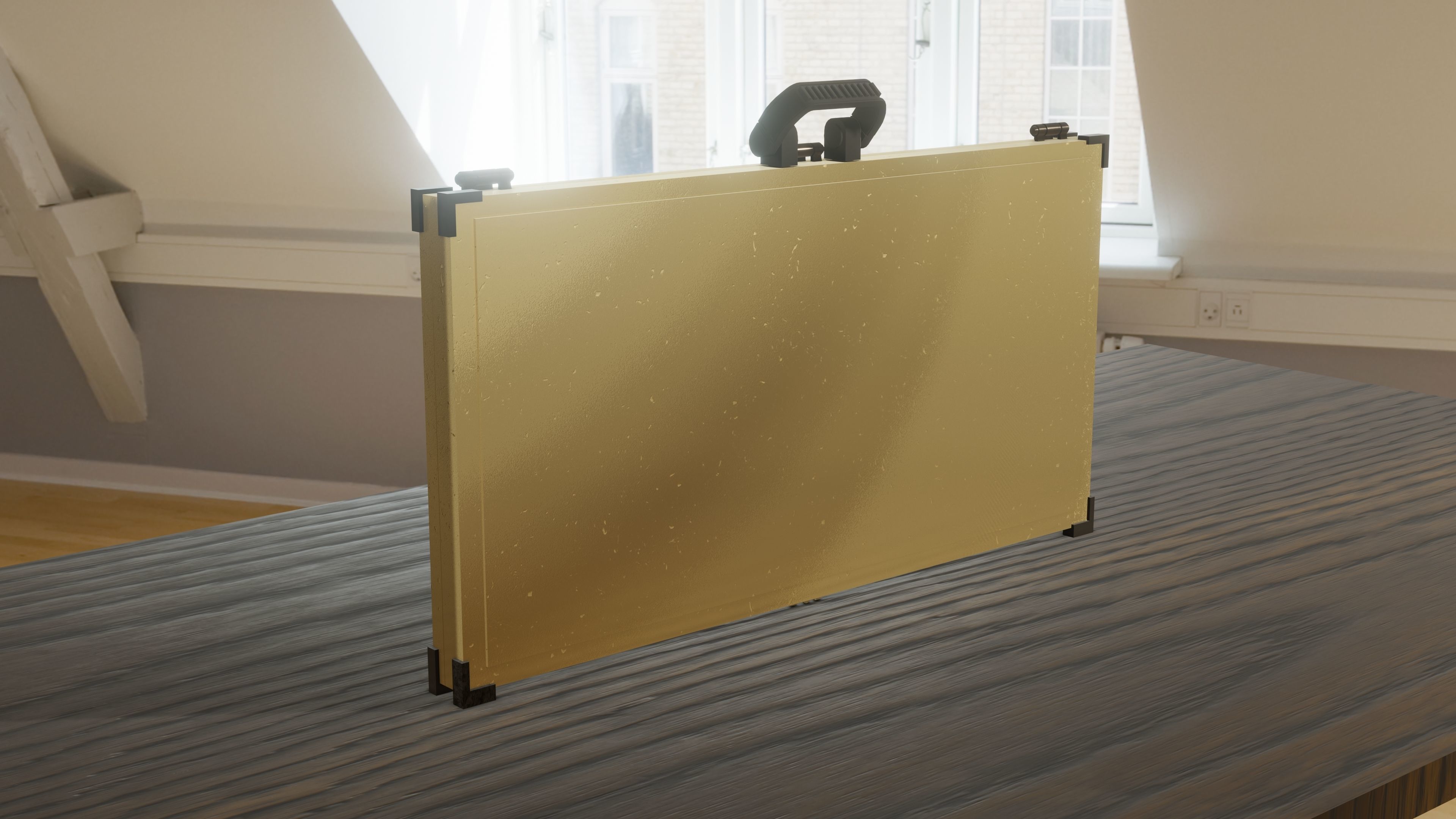 Military Weapon Case Golden Low-poly 3D model_12