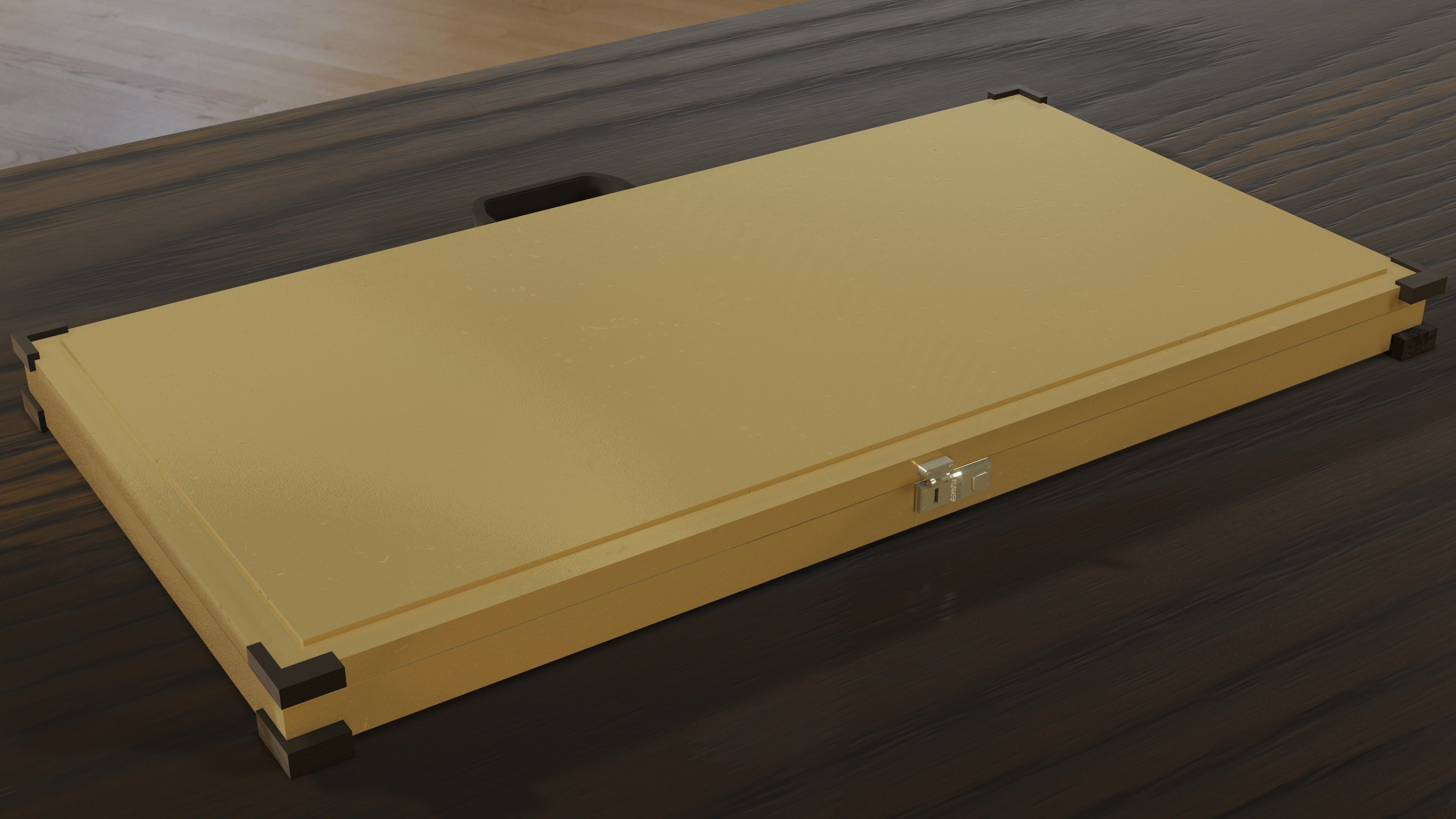 Military Weapon Case Golden Low-poly 3D model_7