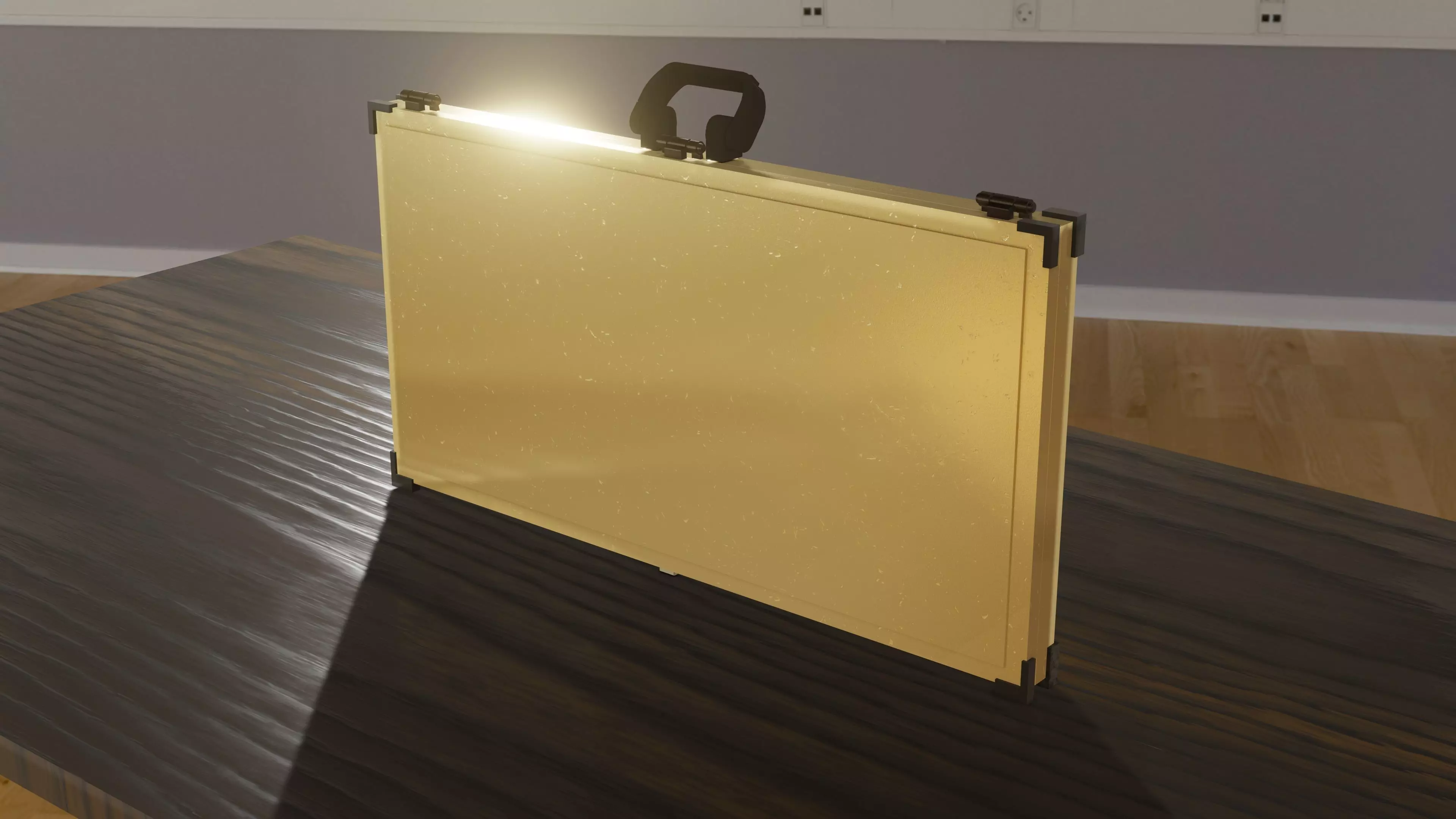 Military Weapon Case Golden Low-poly 3D model_0