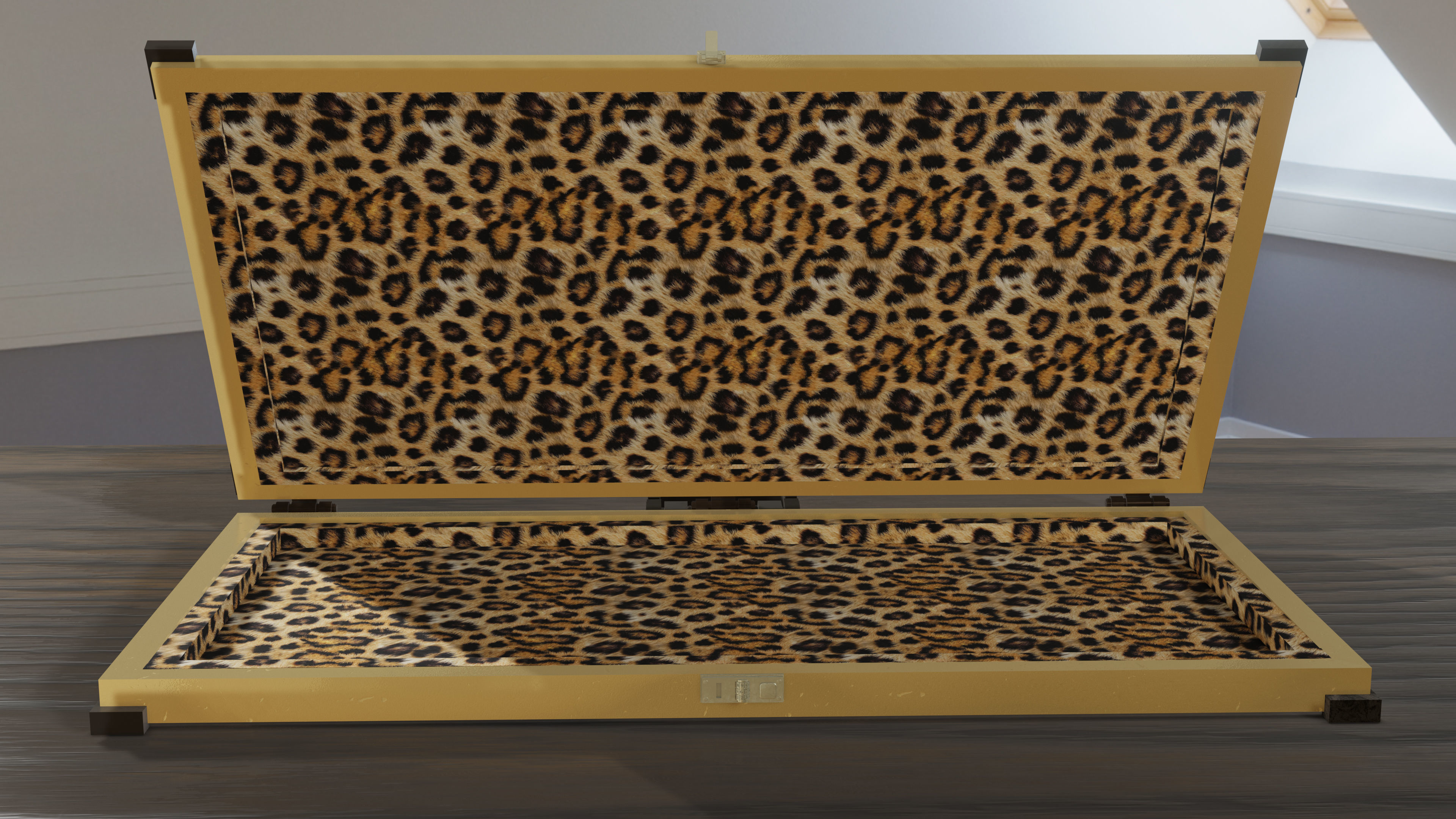 Military Weapon Case Golden Low-poly 3D model_13