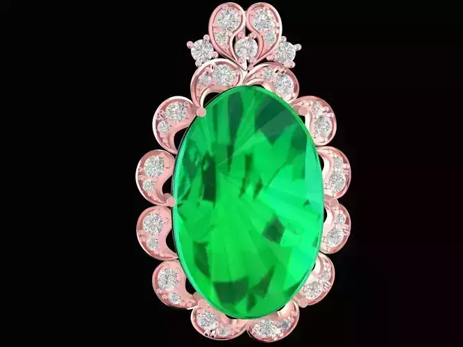 Luxury Oval Emerald Pendant 3D Model 2545 