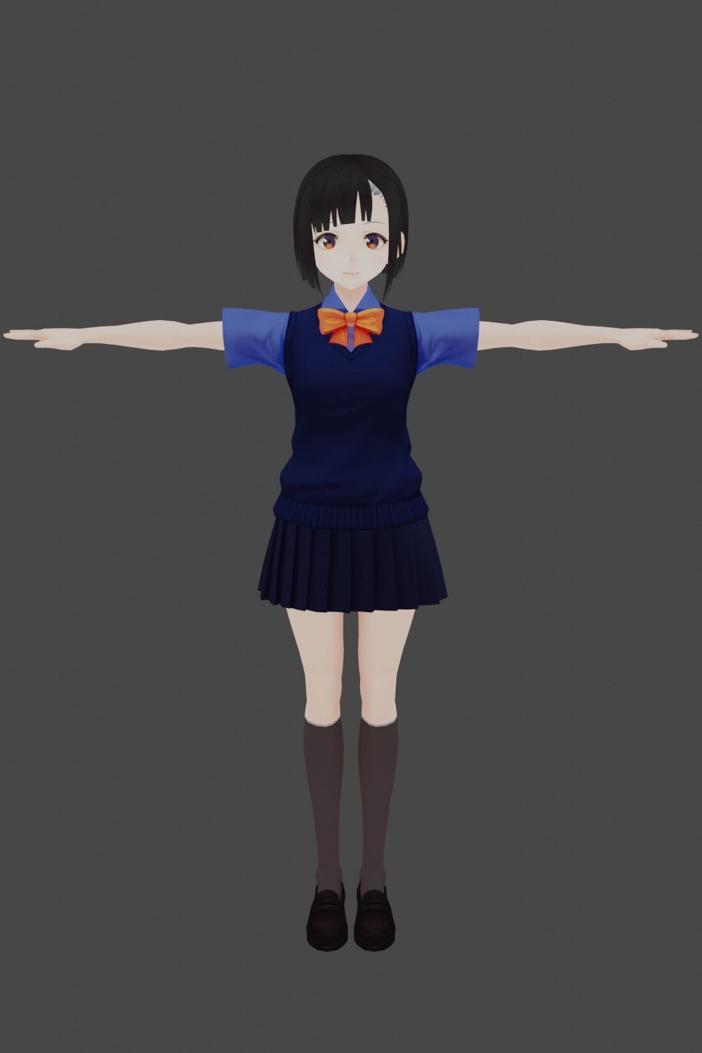 Anime Girl Free low-poly 3D model_1