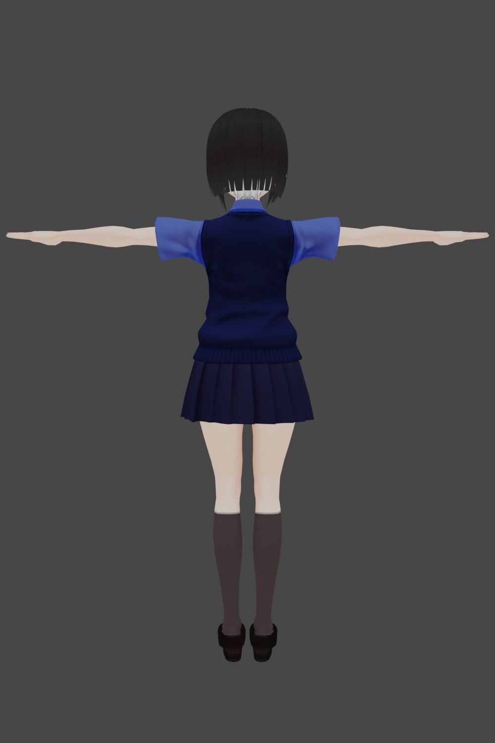 Anime Girl Free low-poly 3D model_3