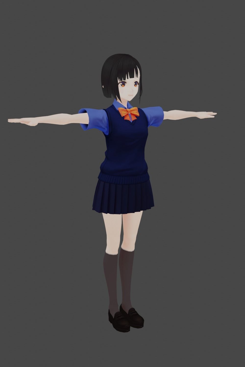 Anime Girl Free low-poly 3D model_4