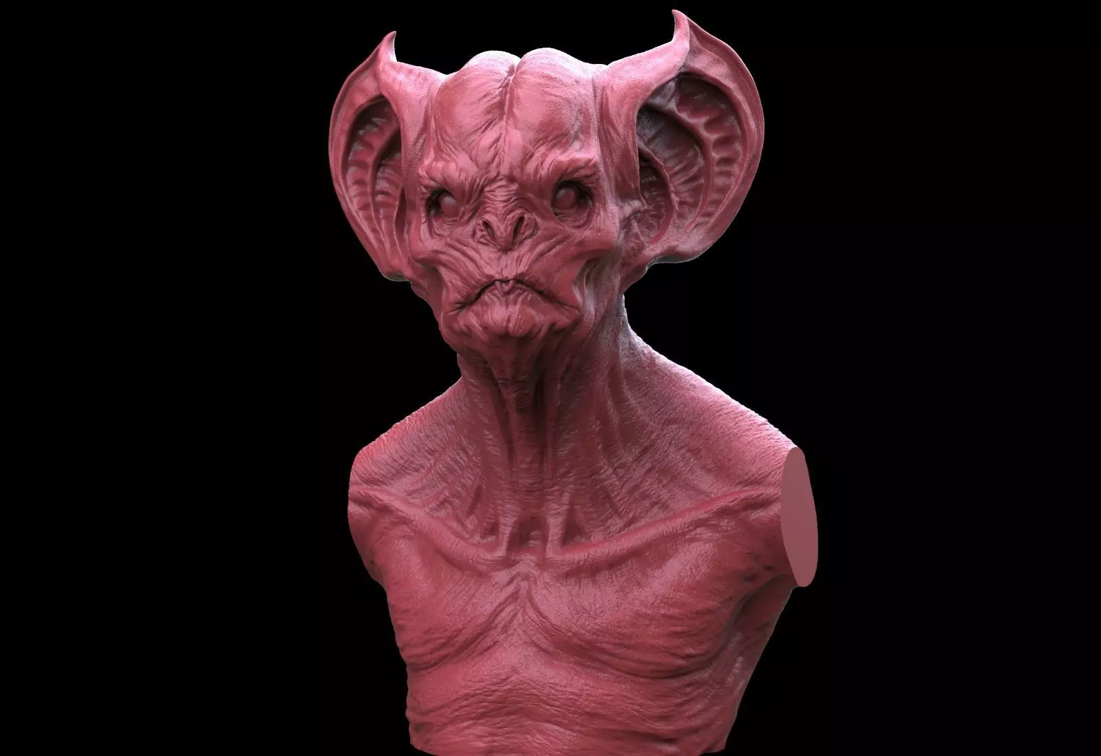 Bat Creature Bust 3D print model_0