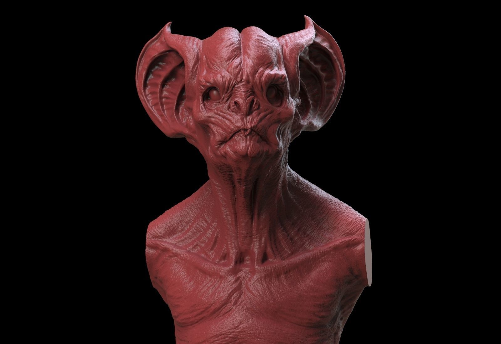 Bat Creature Bust 3D print model_2