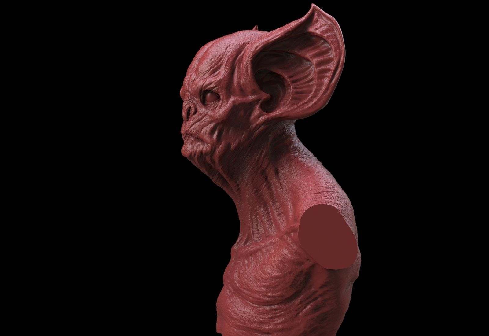 Bat Creature Bust 3D print model_4