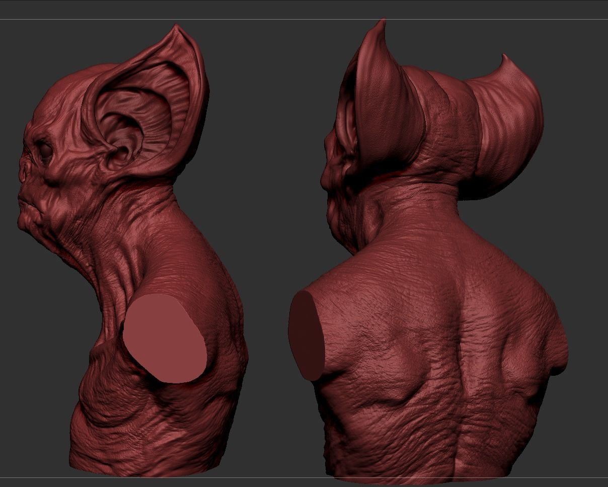 Bat Creature Bust 3D print model_8