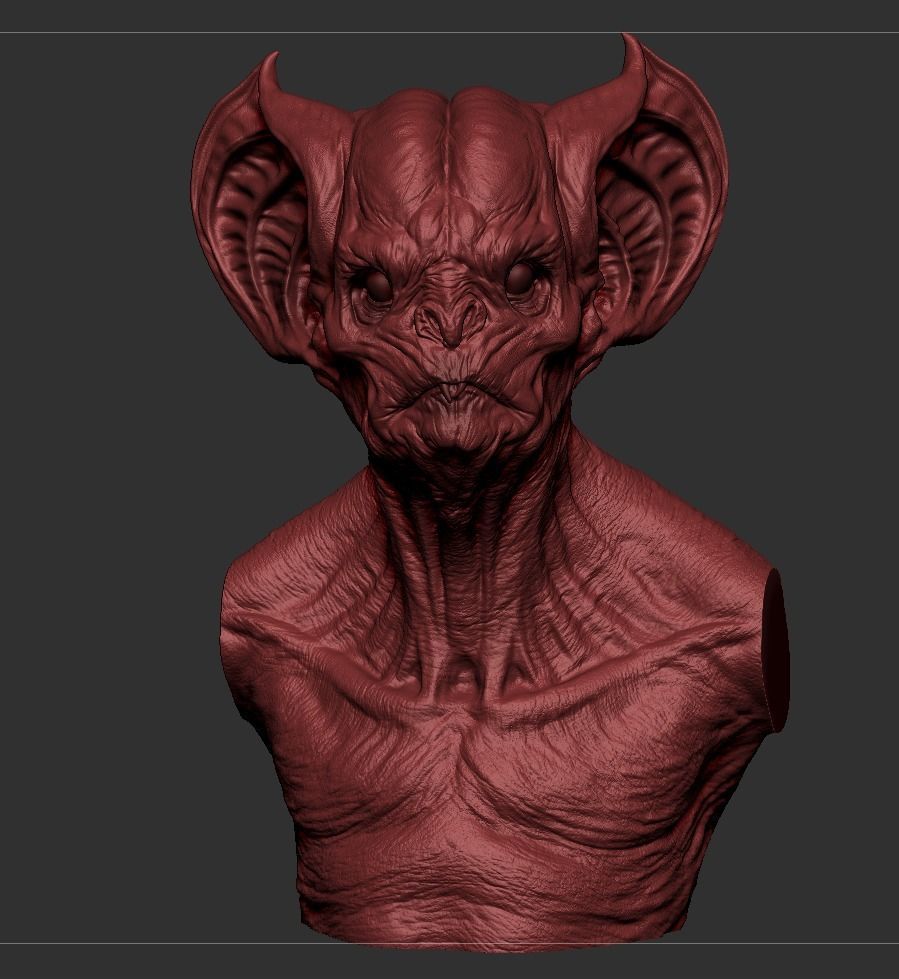 Bat Creature Bust 3D print model_6