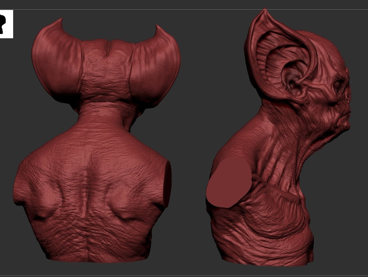 Bat Creature Bust 3D print model_9