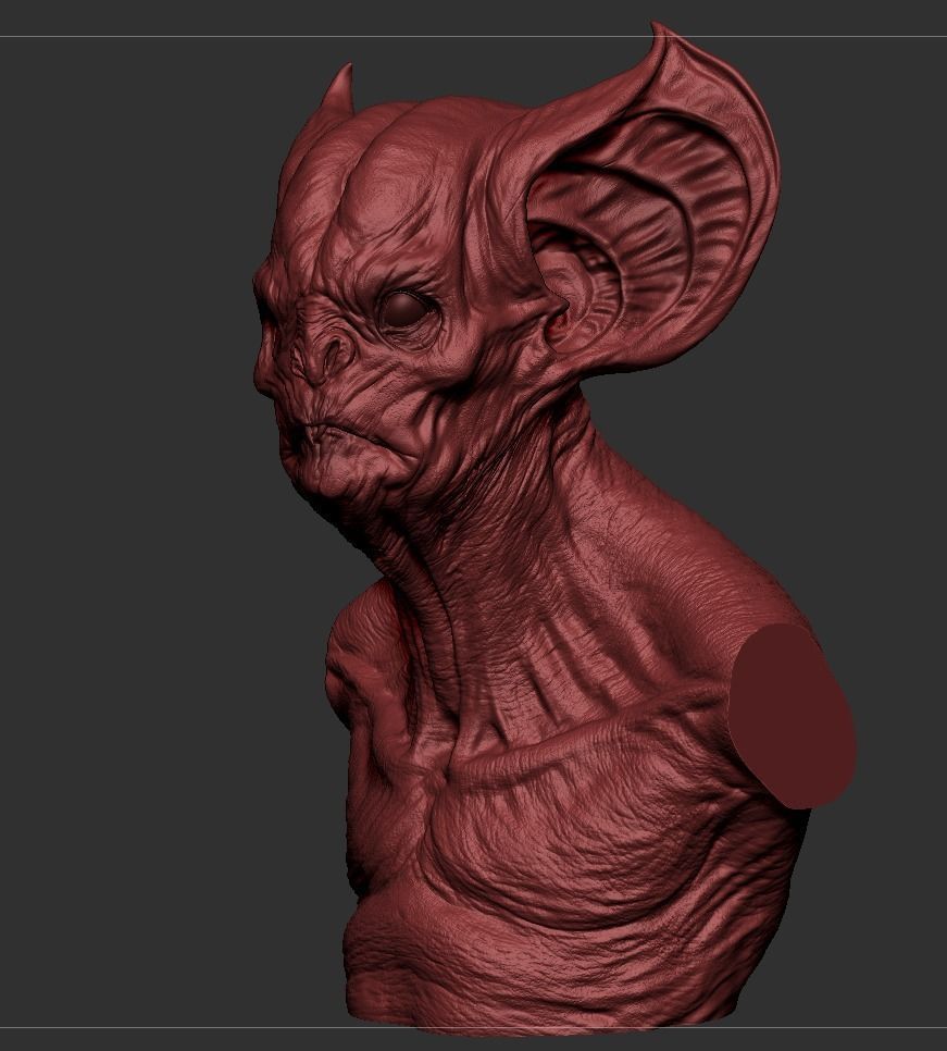 Bat Creature Bust 3D print model_7