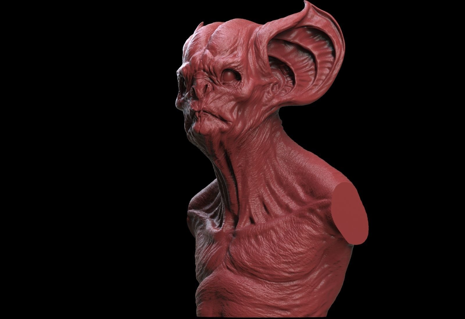Bat Creature Bust 3D print model_3
