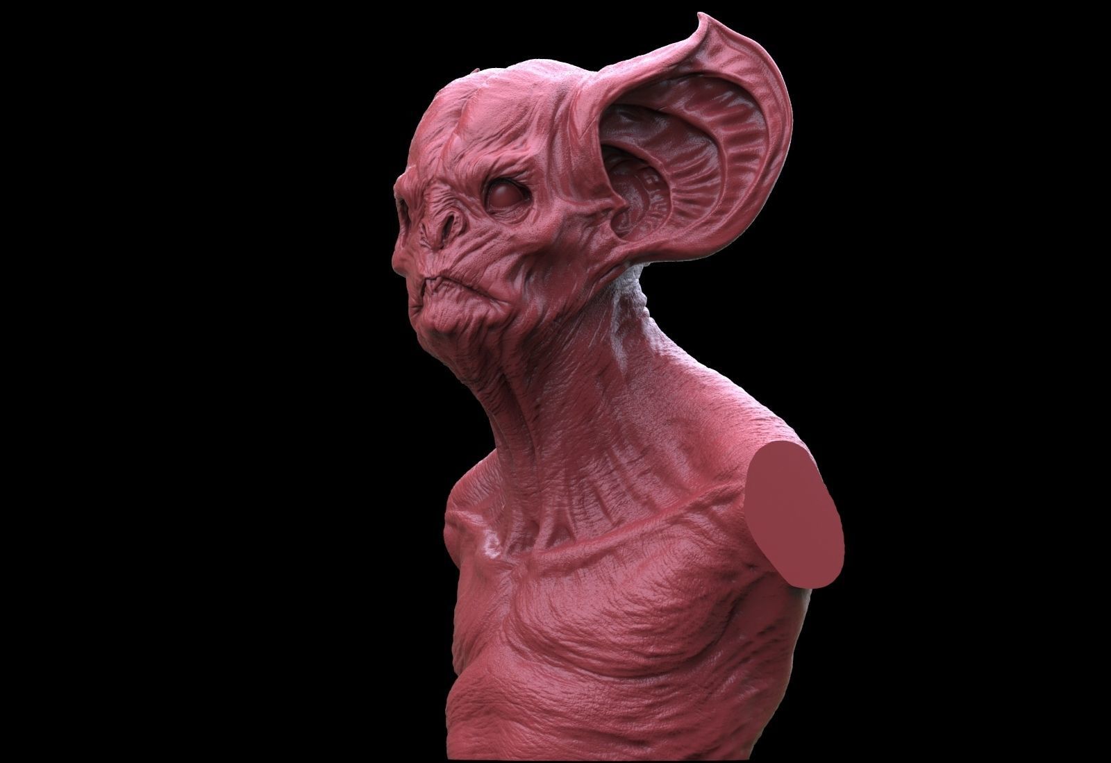 Bat Creature Bust 3D print model_1