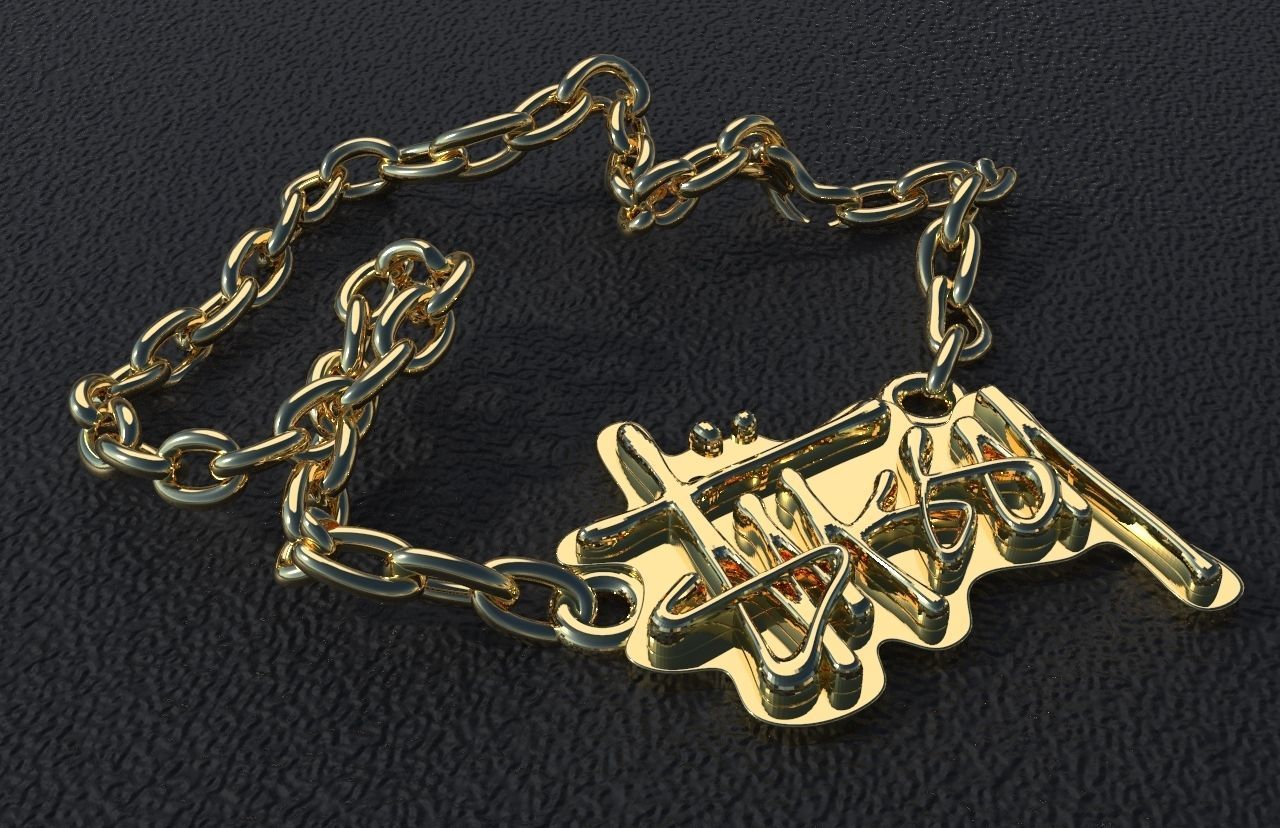 Stussy original pendant necklace 3D print model_3