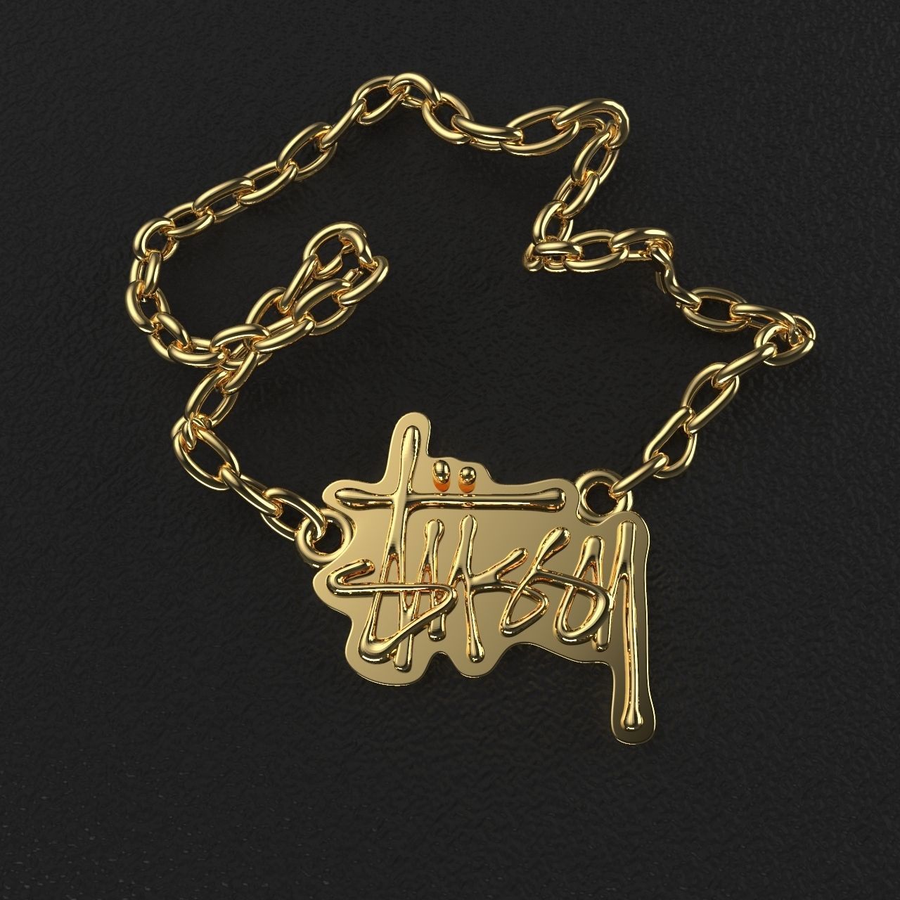 Stussy original pendant necklace 3D print model_2