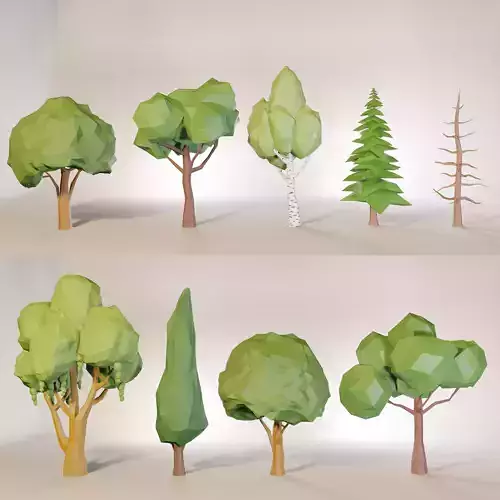 Trees set Low poly of