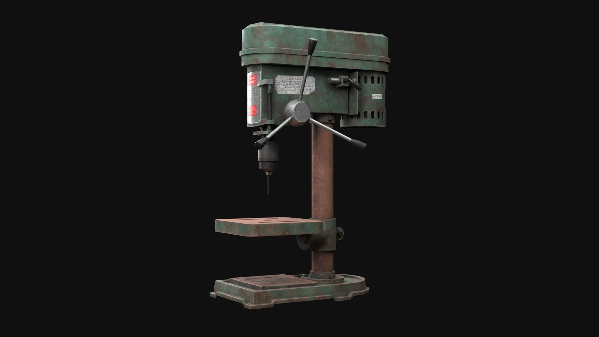 Old Rusty Drill Press  Low-poly 3D model_11