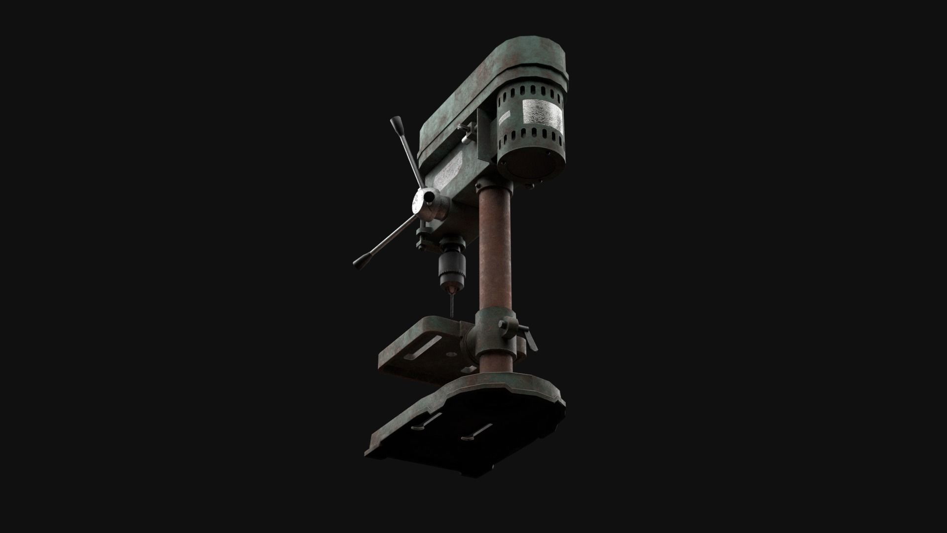 Old Rusty Drill Press  Low-poly 3D model_33