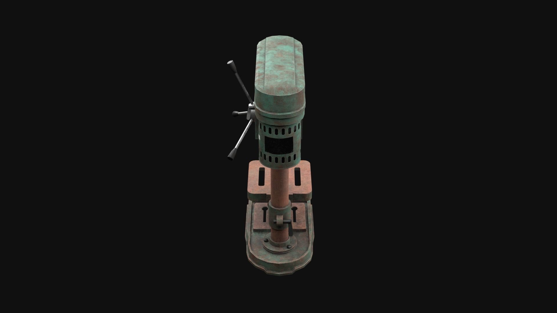Old Rusty Drill Press  Low-poly 3D model_19