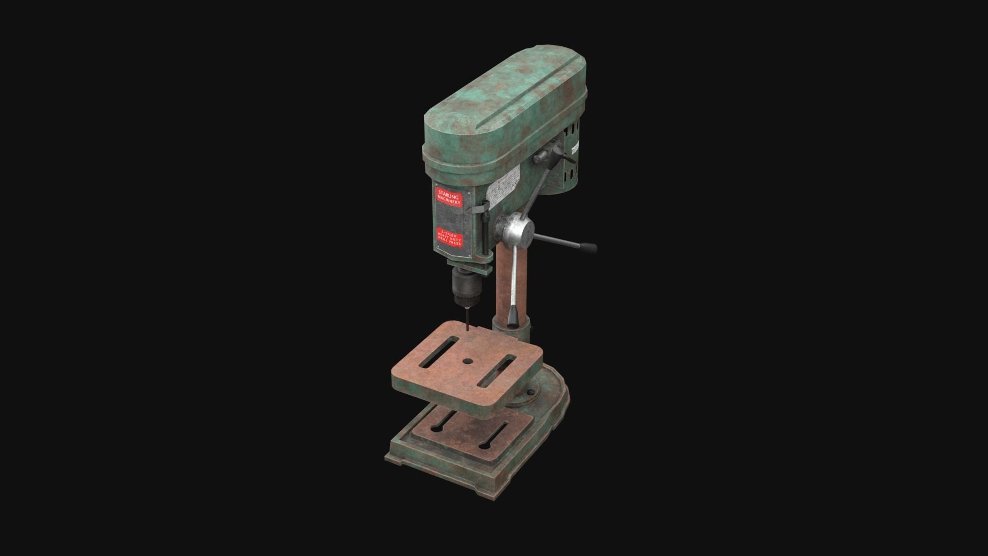 Old Rusty Drill Press  Low-poly 3D model_24