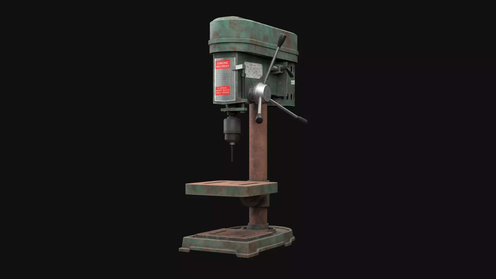 Old Rusty Drill Press  Low-poly 3D model_0
