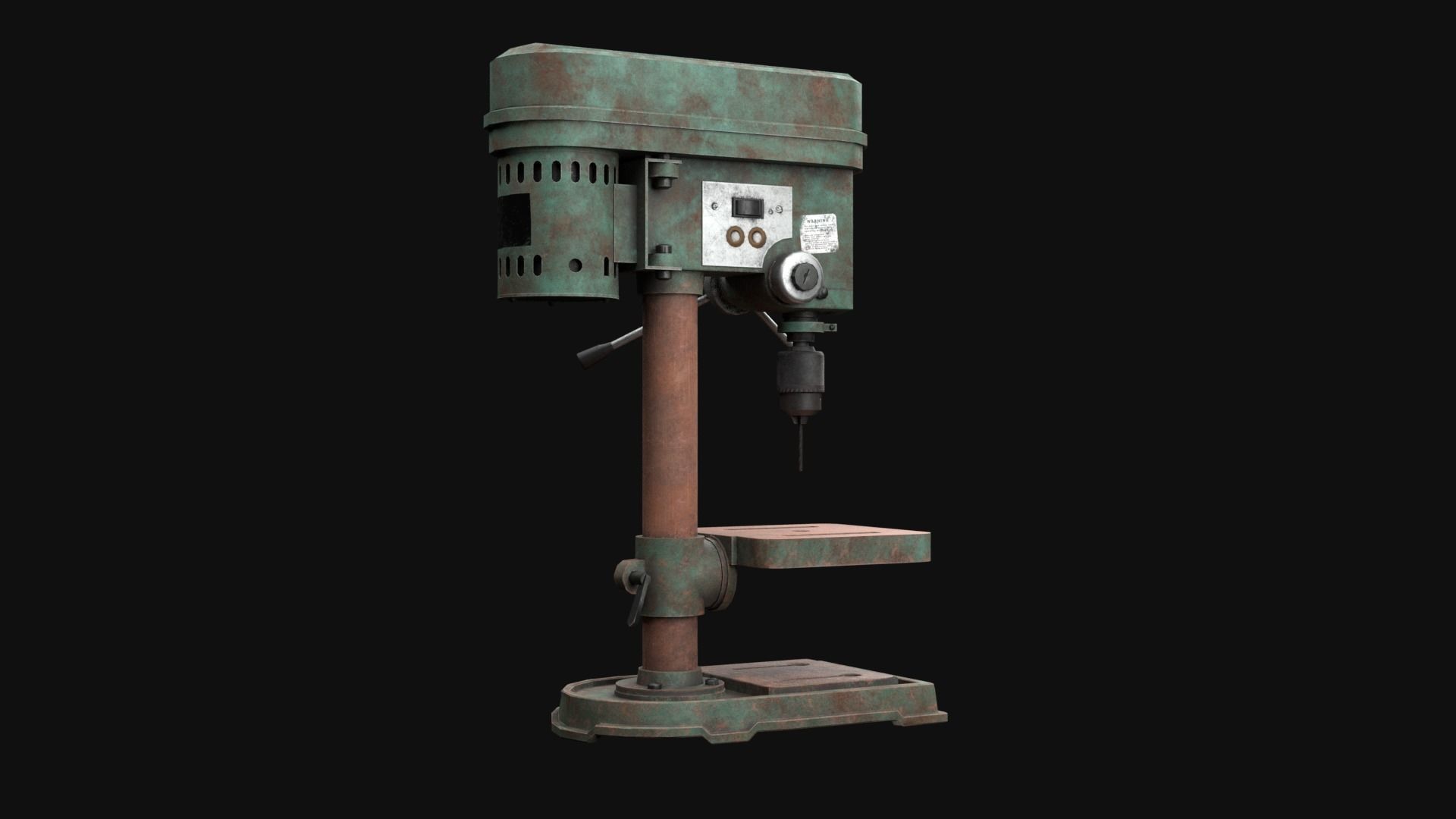 Old Rusty Drill Press  Low-poly 3D model_5