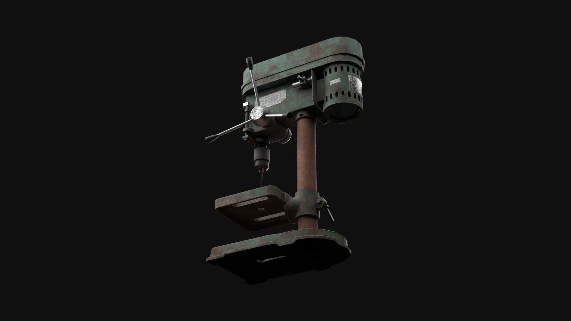 Old Rusty Drill Press  Low-poly 3D model_34