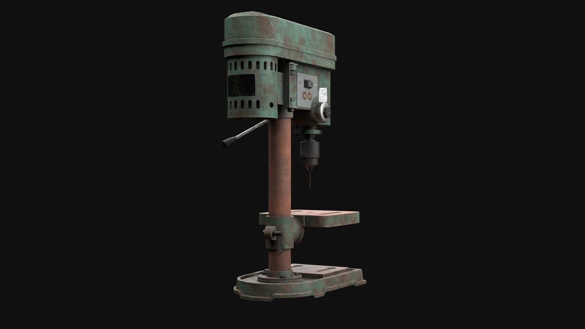 Old Rusty Drill Press  Low-poly 3D model_6