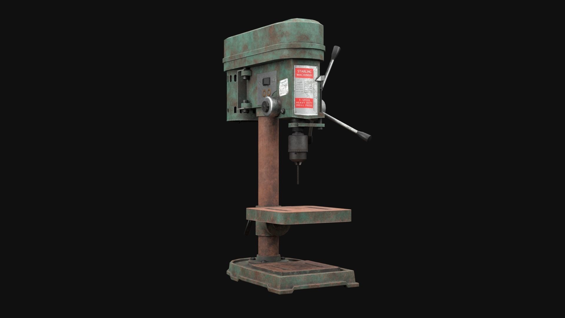 Old Rusty Drill Press  Low-poly 3D model_2