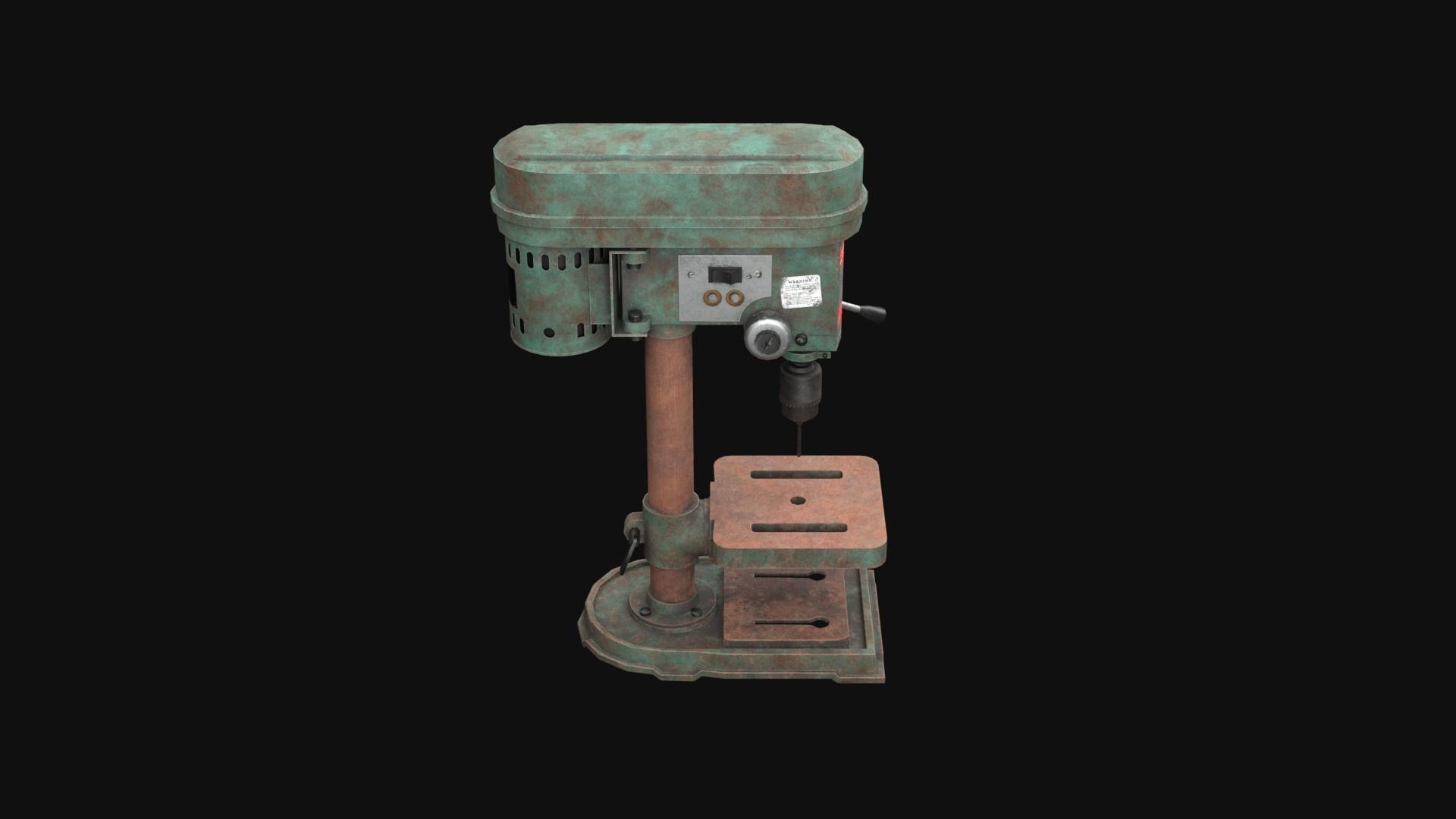 Old Rusty Drill Press  Low-poly 3D model_16