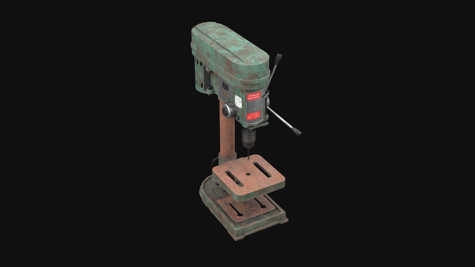 Old Rusty Drill Press  Low-poly 3D model_14