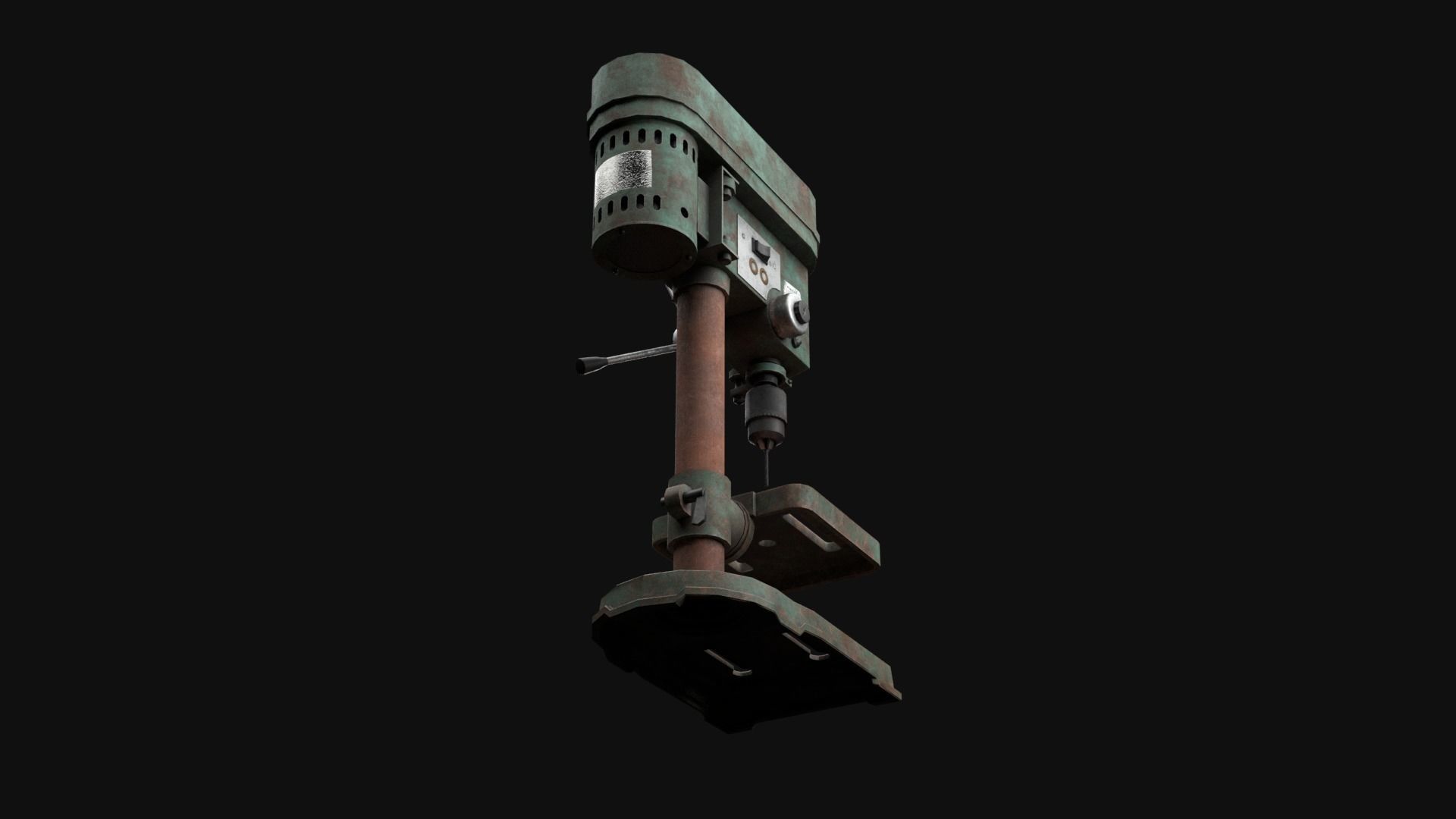 Old Rusty Drill Press  Low-poly 3D model_31