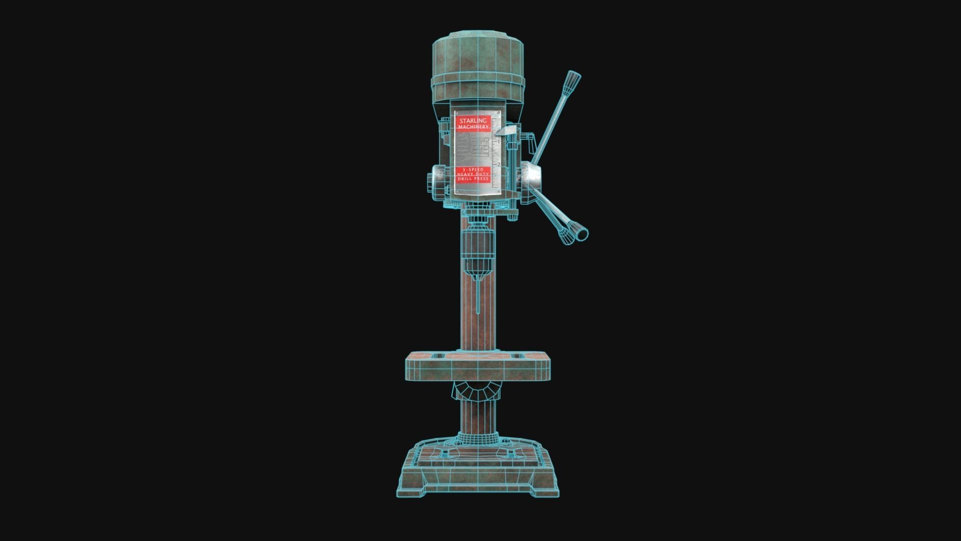 Old Rusty Drill Press  Low-poly 3D model_40