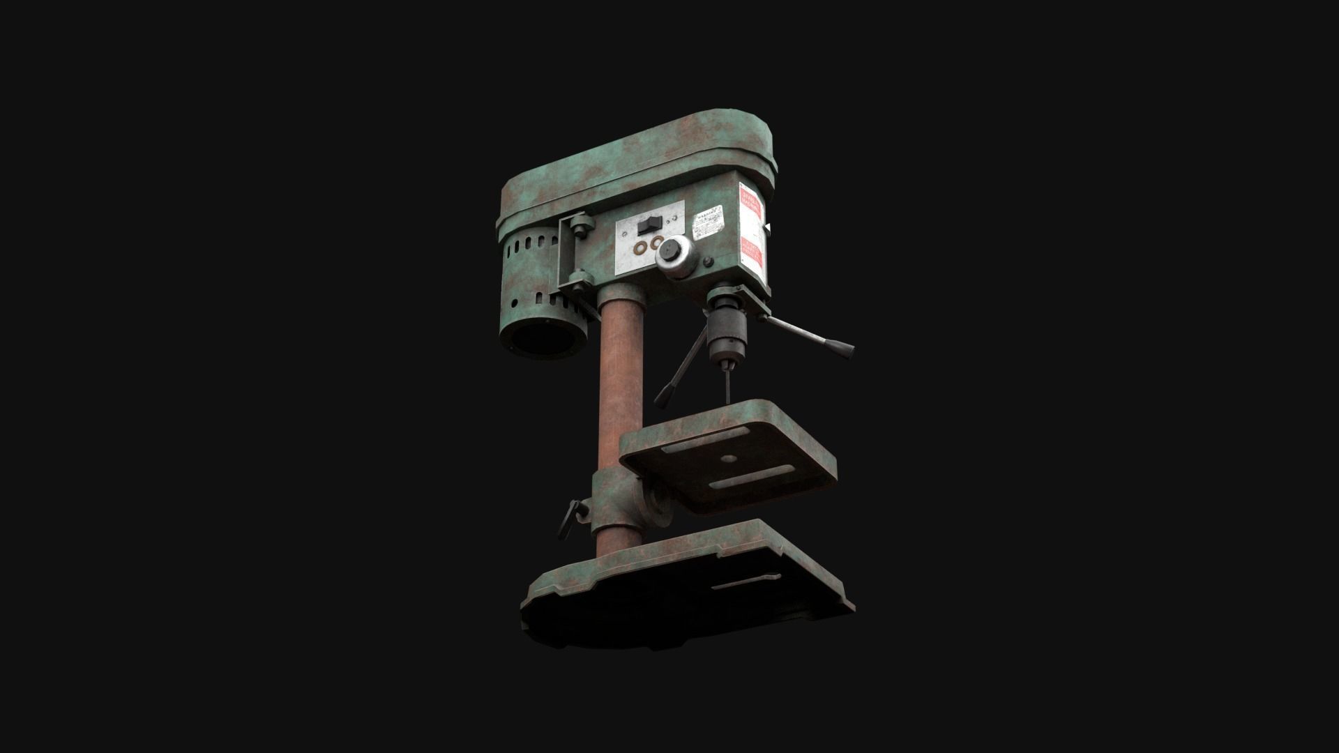 Old Rusty Drill Press  Low-poly 3D model_28