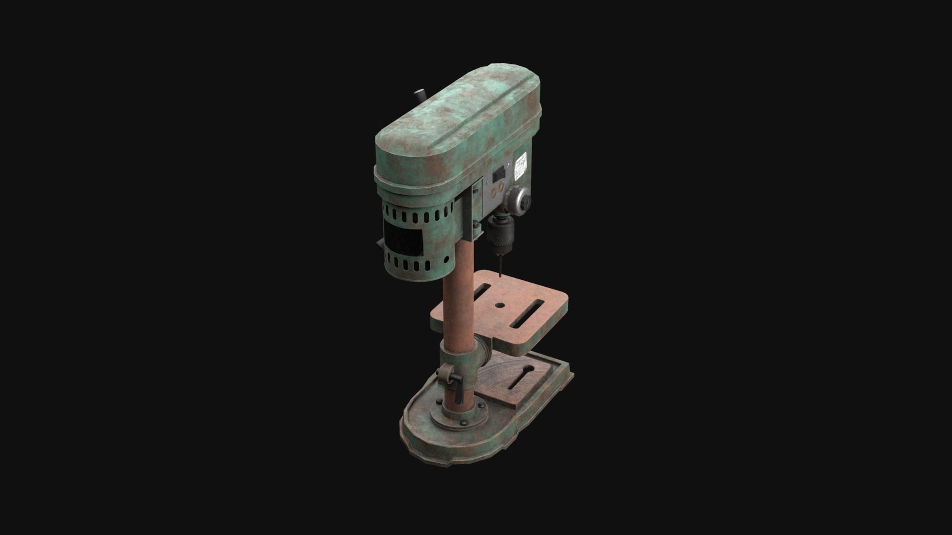 Old Rusty Drill Press  Low-poly 3D model_18