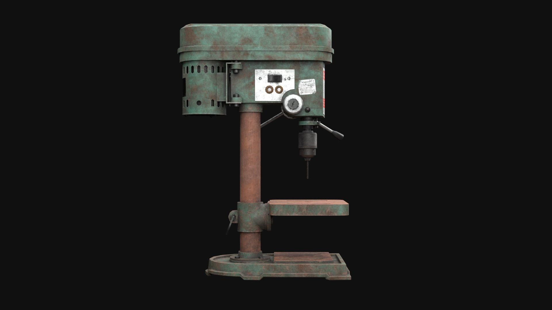 Old Rusty Drill Press  Low-poly 3D model_4