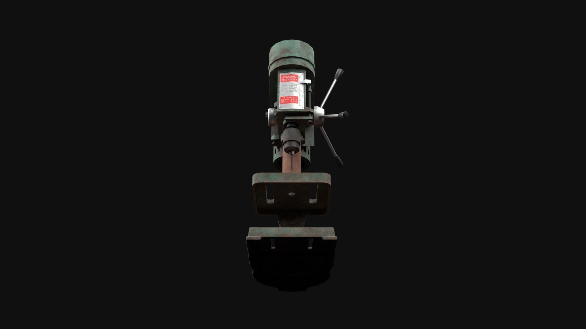 Old Rusty Drill Press  Low-poly 3D model_39
