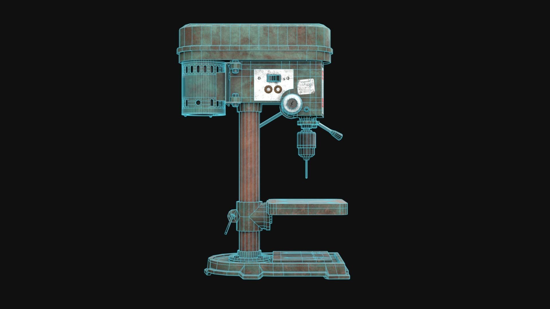 Old Rusty Drill Press  Low-poly 3D model_41