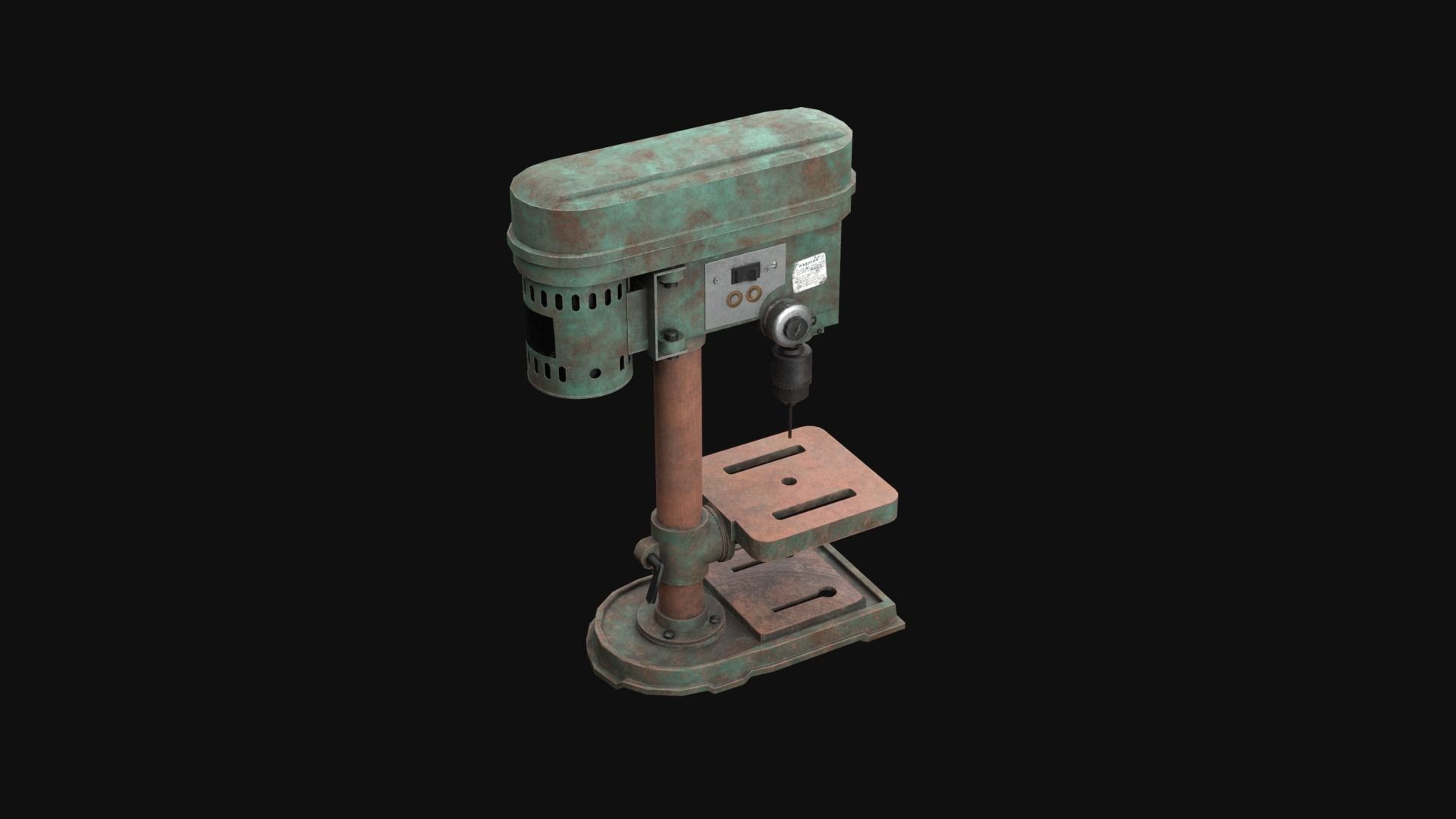 Old Rusty Drill Press  Low-poly 3D model_17