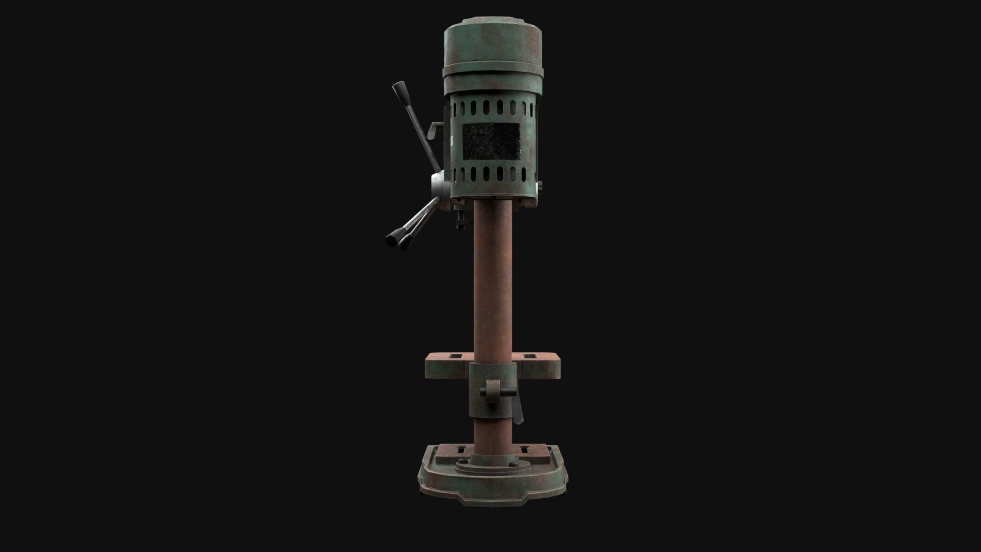 Old Rusty Drill Press  Low-poly 3D model_7